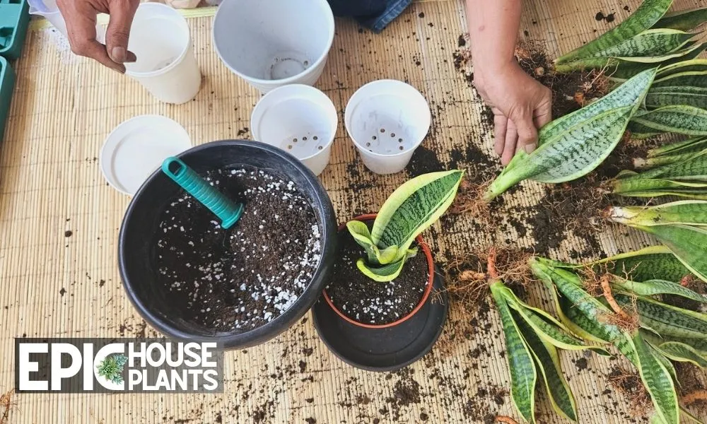 Replant the Divisions - How to Separate a Snake Plant Step by Step